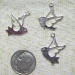 Six Silver Bird Charms