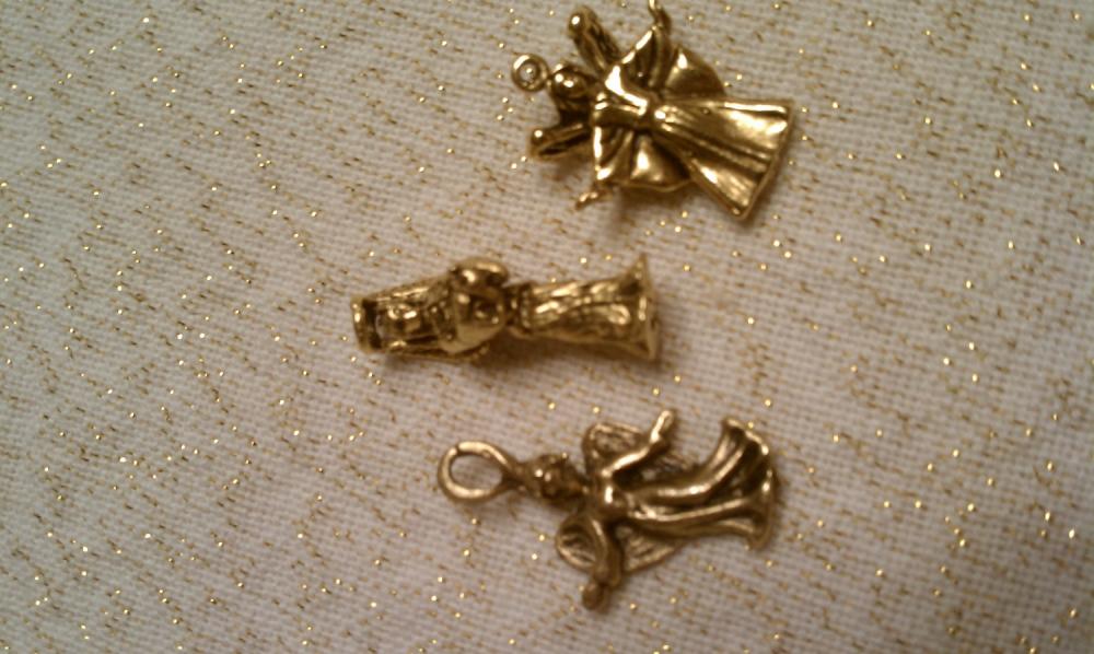 Gorgeous Antique Gold Angel Trio