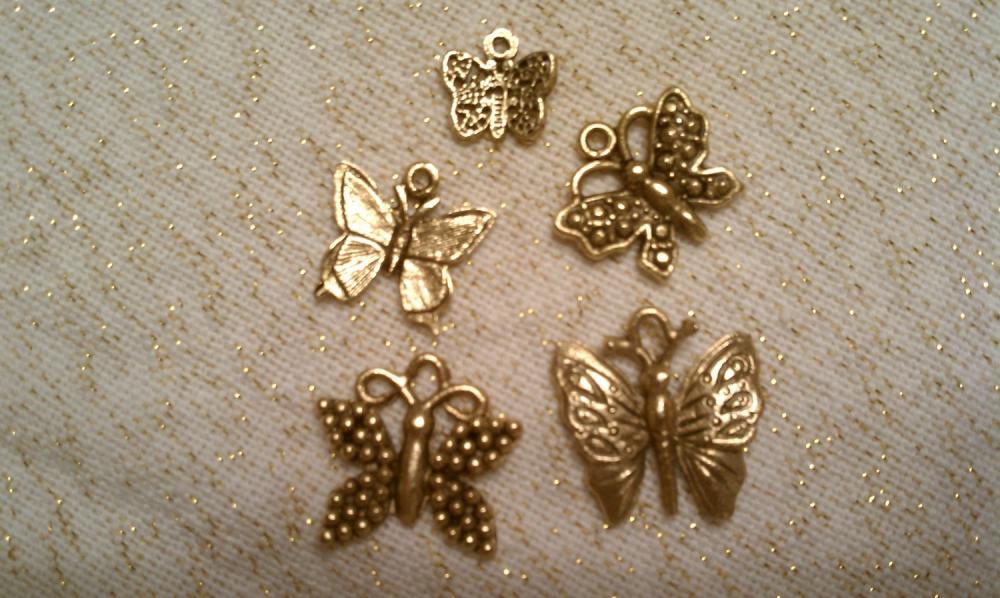 Gorgeous Antique Gold Butterfly Charm Set