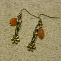 Carnelian Jelly Bean Chain Earrings