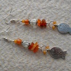 Carnelian Goldfish Earrings for Summer