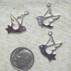 Six Silver Bird Charms
