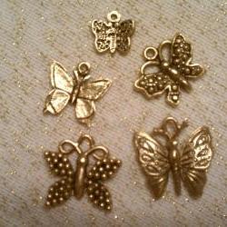Gorgeous Antique Gold Butterfly Charm Set