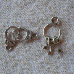 Mini Handcuffs and Jailers Key Ring Charms